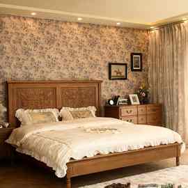 美式乡村全实木卧室双人床橡木单人床工厂主卧次卧室婚床