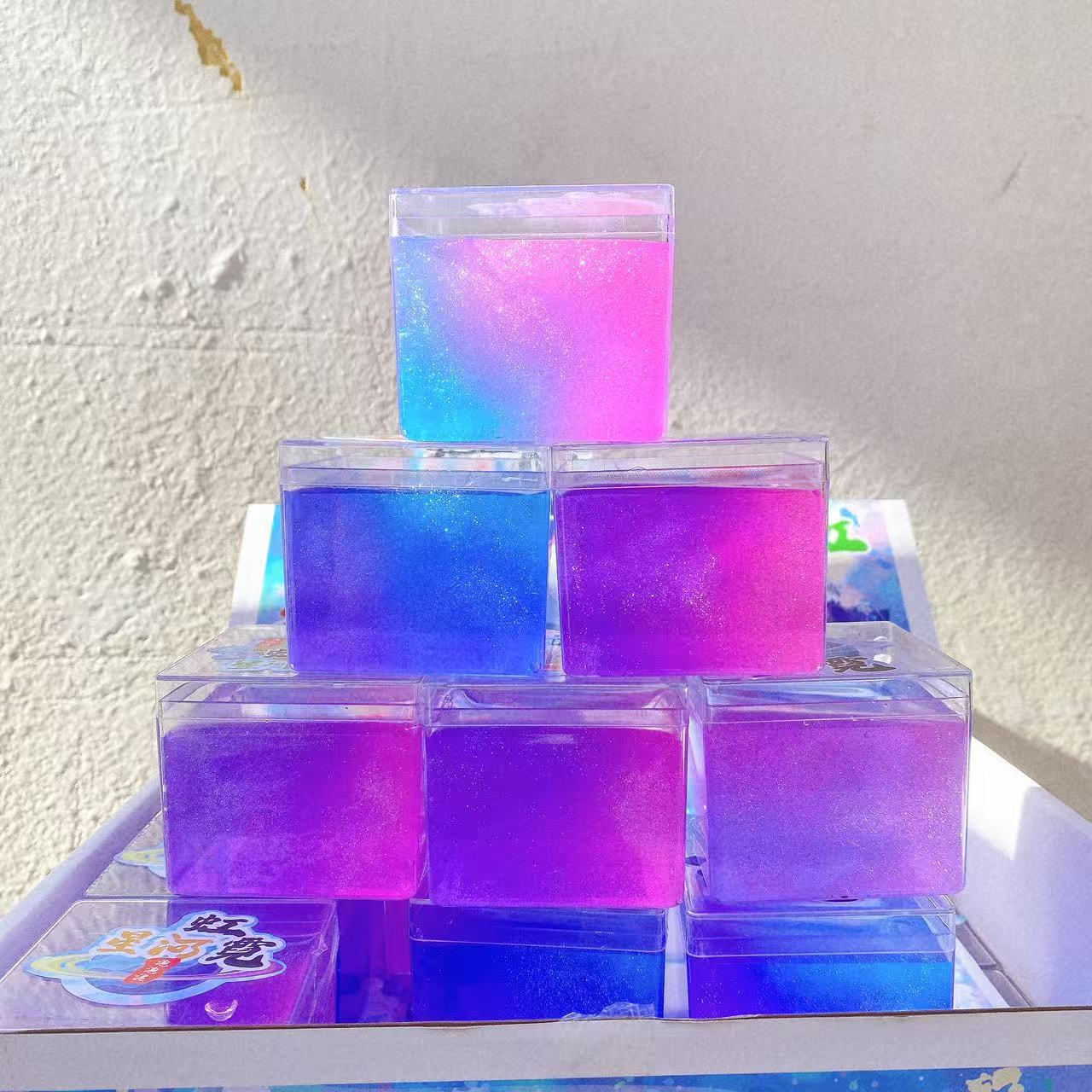 Niños DIY puzzle barro de color slime estrella barro de cristal bicolor perla brillante barro de espuma alta permeabilidad al por mayor