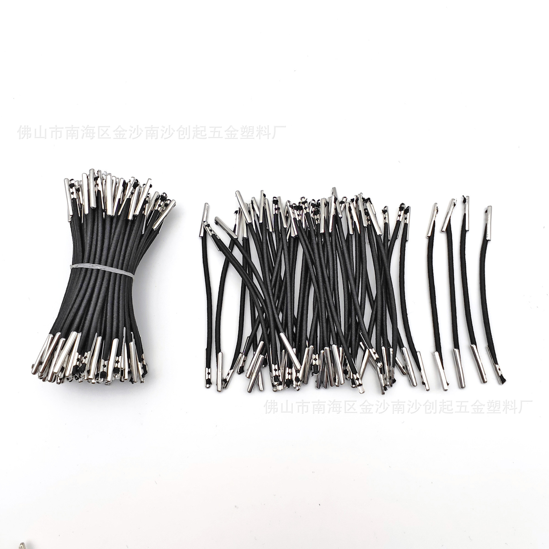 包装弹力扎绳扣8cm长度 1.5mm黑色线叻色夹双头线夹弹力绳