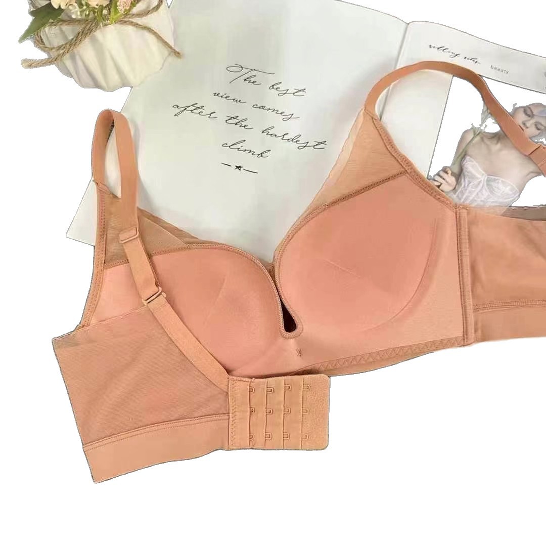 759 # Sujetador de encaje de copa de espesor medio, taza de sensación de nube de alta gama, ropa interior ajustable sin anillo de acero