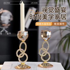 クリエイティブクリスタル燭台シャンパン色家庭装飾オフィスサンプルプレート間デスクトップ装飾金属アロマキャンドル台