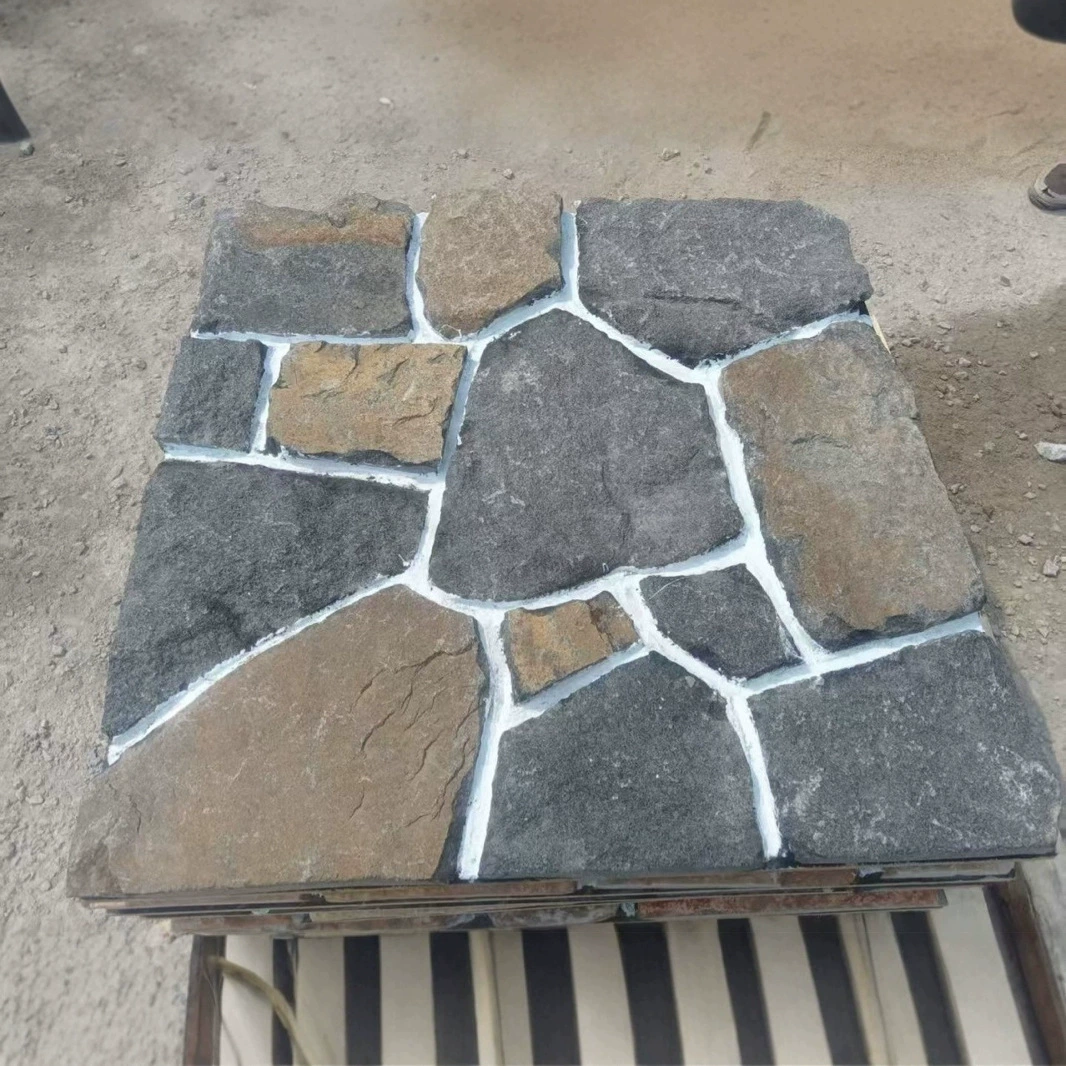 Серый мозаичный камень под дерево для частного курортного отеля, декоративная стена для наружных стен, нерегулярная форма