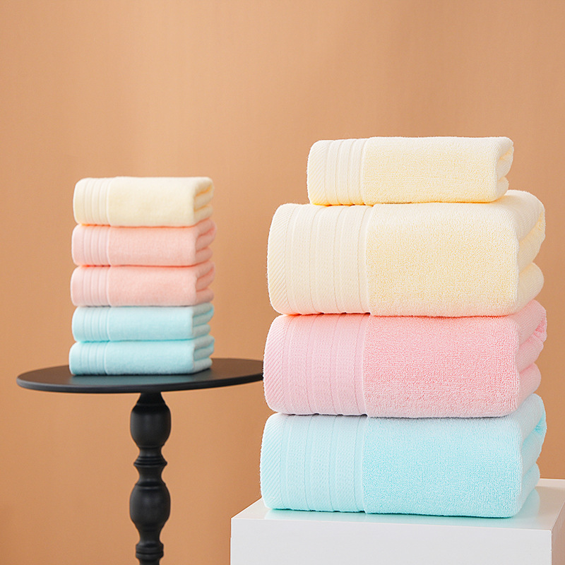 Gaoyang Towel Wholesale Pure Cotton Towel Bath Towel Set 100% Cotton Absorbent Soft Towel Bath Towel Three-Piece Set