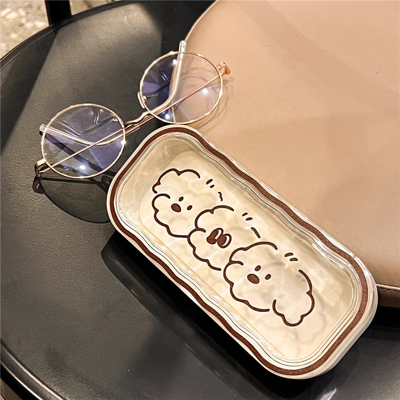 Estuche para gafas moderno con un toque de alta gama, diseño ondulado y bonito, estuche transparente portátil para gafas, estuche para gafas de miopía, estuche para gafas infantiles.