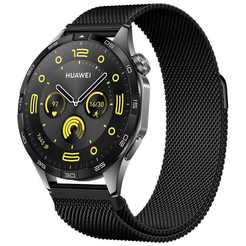 适用华为GT5/4手表带 watch5米兰尼斯不锈钢磁吸平头通用腕带钢带|undefined