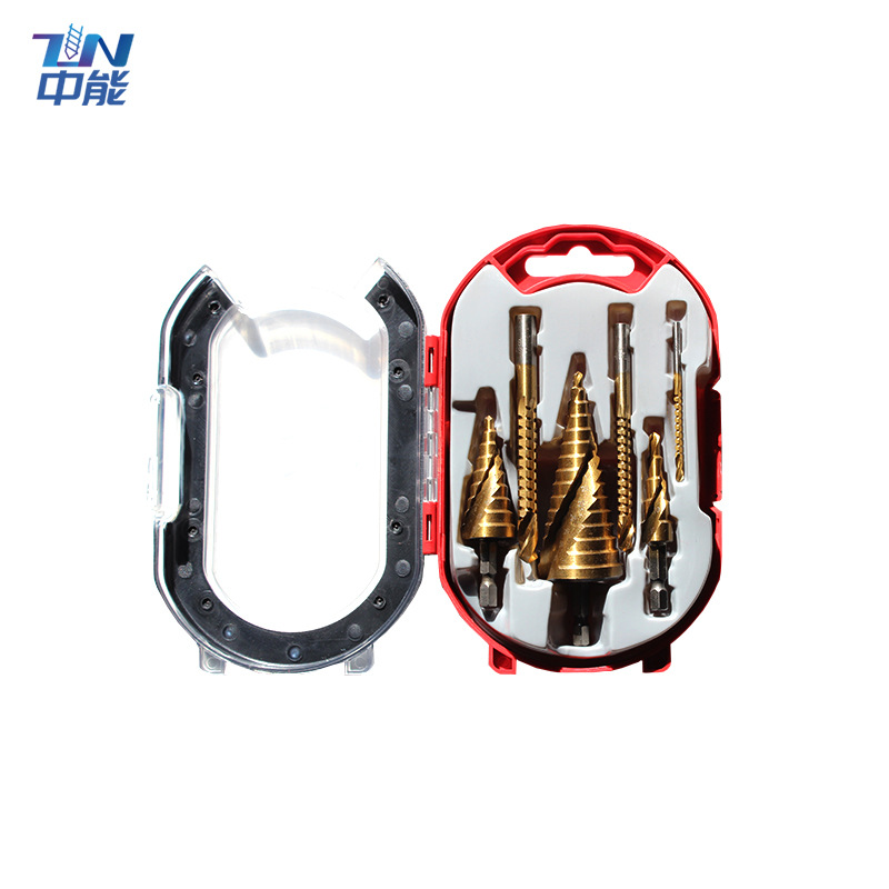 6 piezas de acero de alta velocidad de la pagoda de perforación de la ranura de sierra taladro de plástico en caja taladro de sierra traje taladro espiral