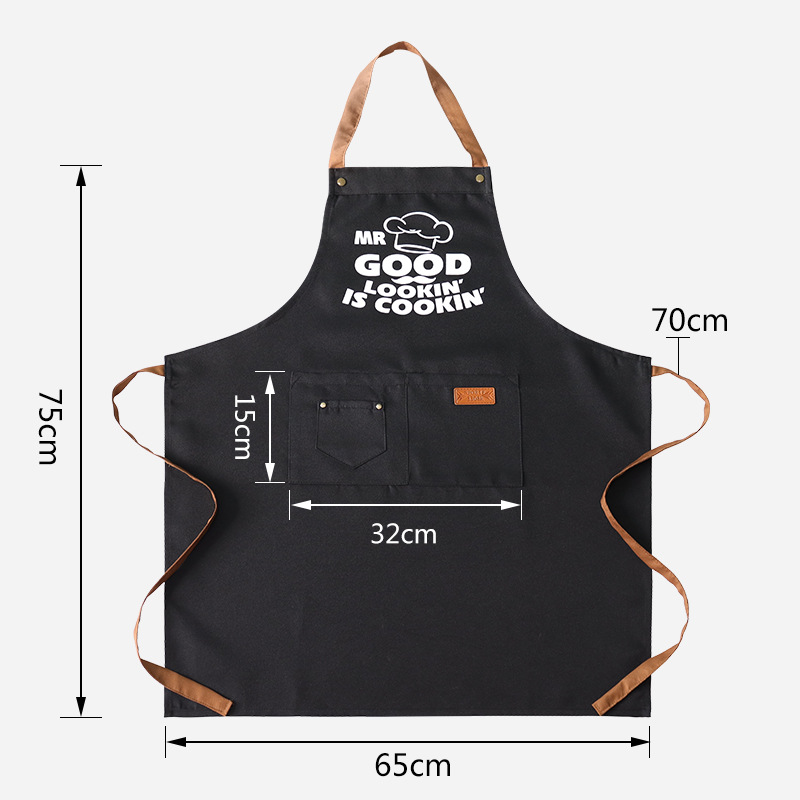 Delantal de poliéster explosivo transfronterizo logotipo personalizado cuello halter color de contraste jardinería ajustable restaurante mono delantal de cocina