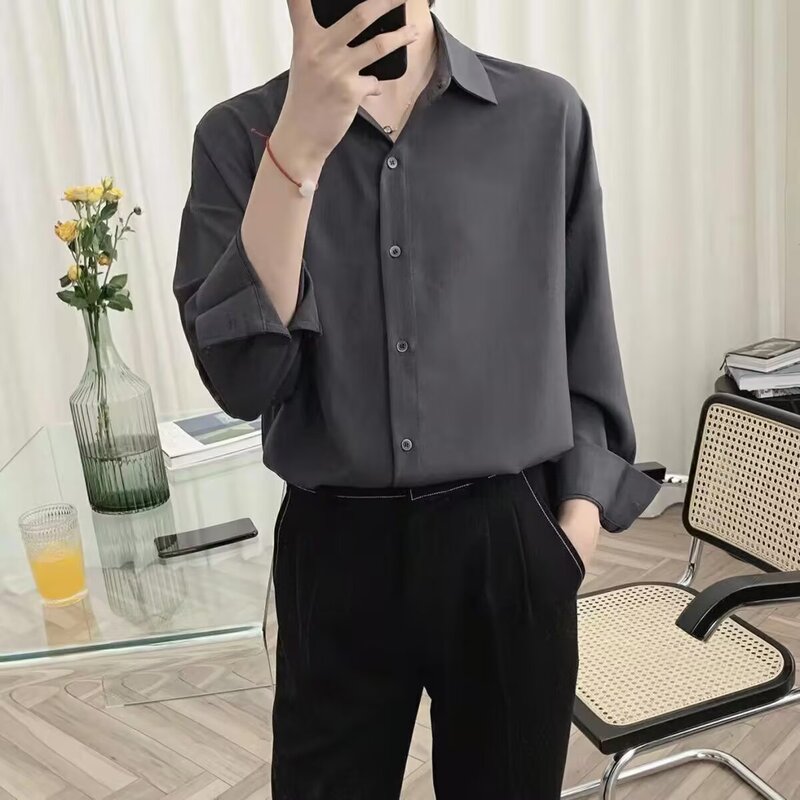 Dk High-End Luxury Suit Shirt for Men, Ins-Style Casual Hong Kong Fashion Brand, Cool and Stylish Inner Wear, Retro Drape Shirt for Spring