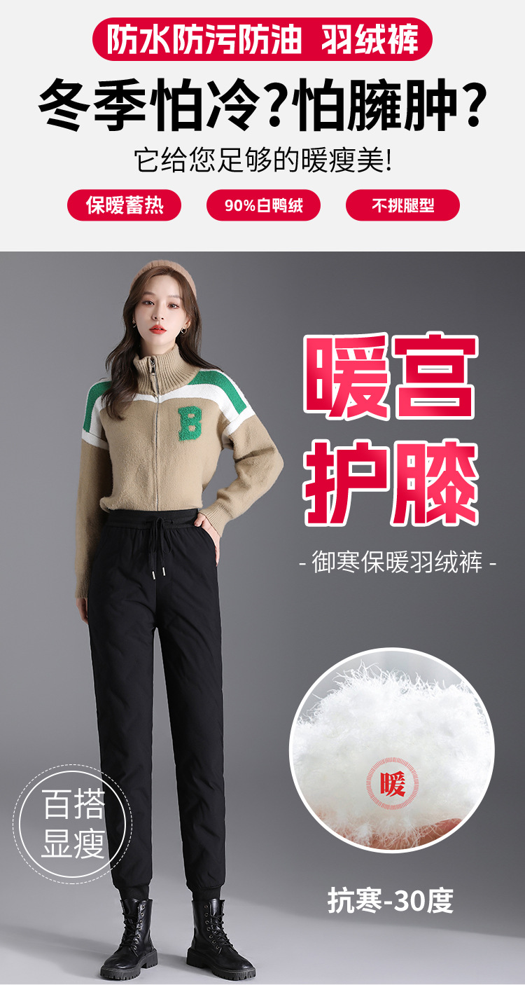 90白鸭绒羽绒裤女冬季外穿2023新款时尚高腰加厚保暖女士宽松棉裤详情1