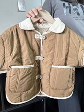 森系范~韩版儿童撞色拼接棉服2024冬装新款男童女童洋气保暖棉衣