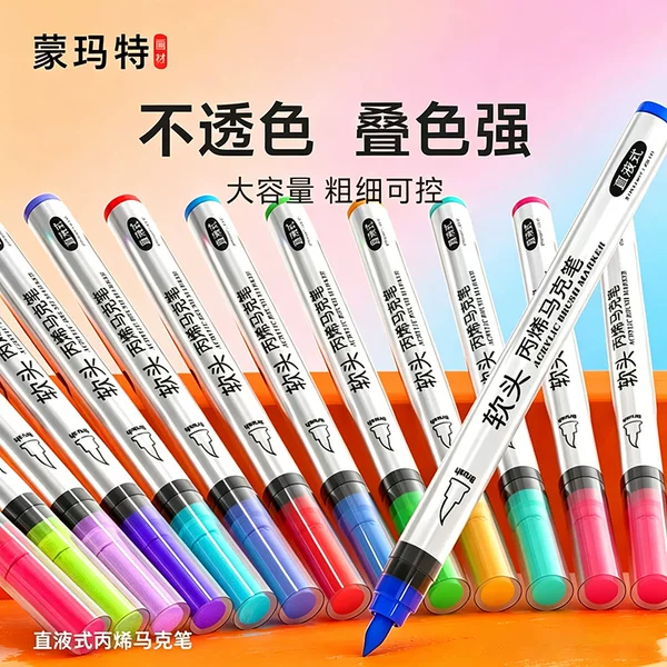 Straight Liquid Acrylic Marker Pen, Paper-Proof, Stackable Soft Tip, 48 Colors, Macaron Color Kidsren's Art Marker Pen