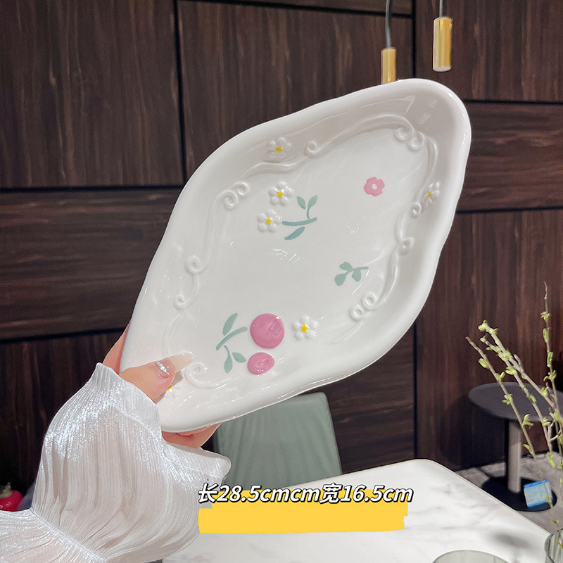美しい釉薬の色、クリエイティブでキュートな食器、セラミックボウルと皿セット、スプーン、プレート、家庭用デザートプレート、インスタントラーメンボウル|undefined
