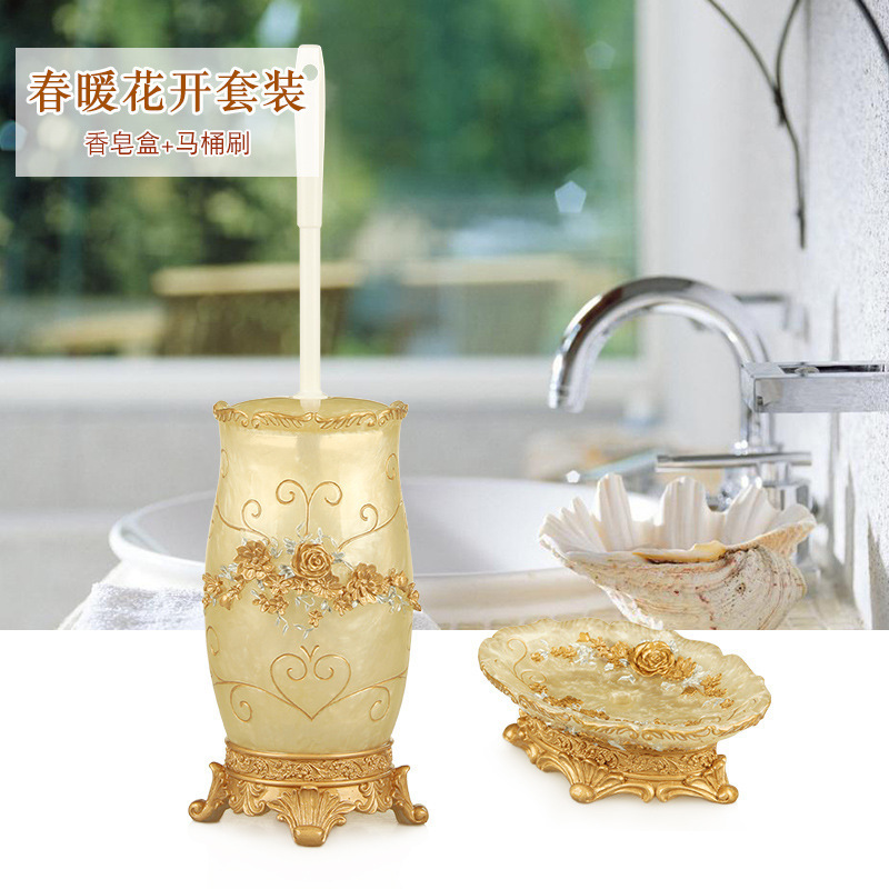 노란색 변기 솔 + 비누 상자