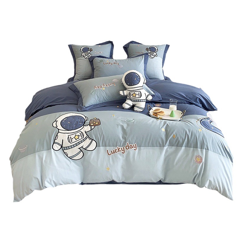 Juego de cuatro piezas de algodón para niños de alta gama 100 dormitorio estudiantil algodón lindo ropa de cama de algodón de tres piezas