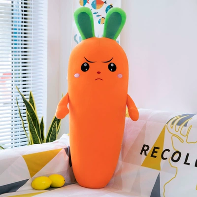 Wholesale New Carrot Plush Pillow Toys for Sleeping, Super Cute Dolls for Girls, Stuffed Animals for Shipping (Oyuncaq yastıqlar) - angry-50cm02kg