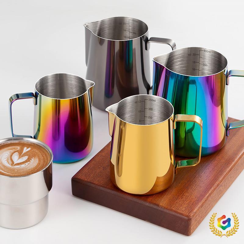 ⇖不锈钢咖啡拉花杯餐厅咖啡店打奶杯尖嘴带刻度奶泡杯咖啡用