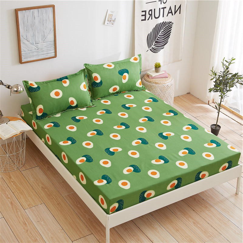 Aloe Vera Cotton Bed Sheet Set with Fuzzy Printed Bed Sheet Cover, Mattress Protector with Dustproof and Non-slip Features, Suitable for Wholesale