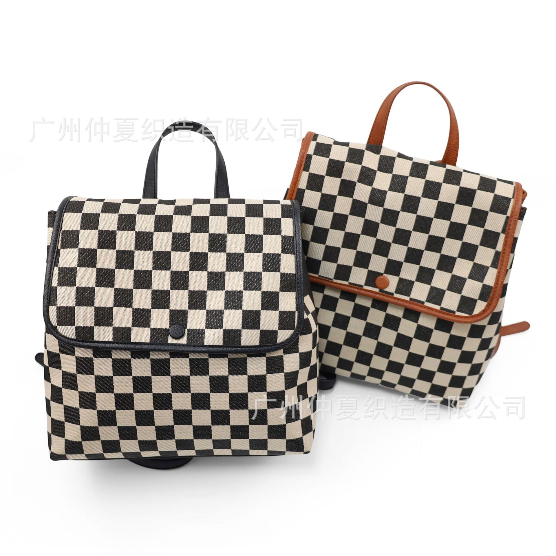 New European And American Style Checkerboard Backpack For Women, Large Capacity Versatile Travel And Commuter Bag - Thumbnail 5