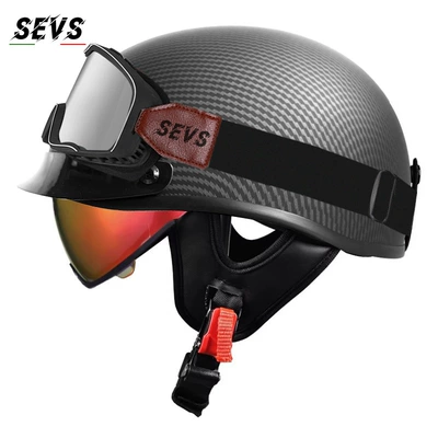 Motosiklet kaskı (dəbilqə) — for men and women, summer - yacarbon-aurora-red-mirrorlarge-frame-goggles-m