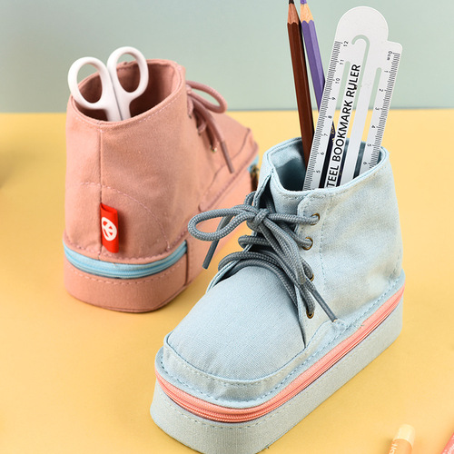 Creative Shoes Shape Multi-functional Pen Holder Pencil Case Ins High-Value Stationery Box Cute Student Storage Pencil Bag for Girls