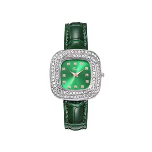 Foreign Trade Elegant Watch Explosions Diamond Full Diamond Personality Light Luxury Square Quartz Watch Retro Fashion Cross-border Women's Wristwatch