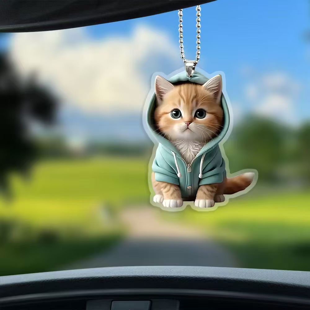 Nuevo acrílico lindo lindo perrito colgante mochila llavero espejo retrovisor de automóvil decoración colgante