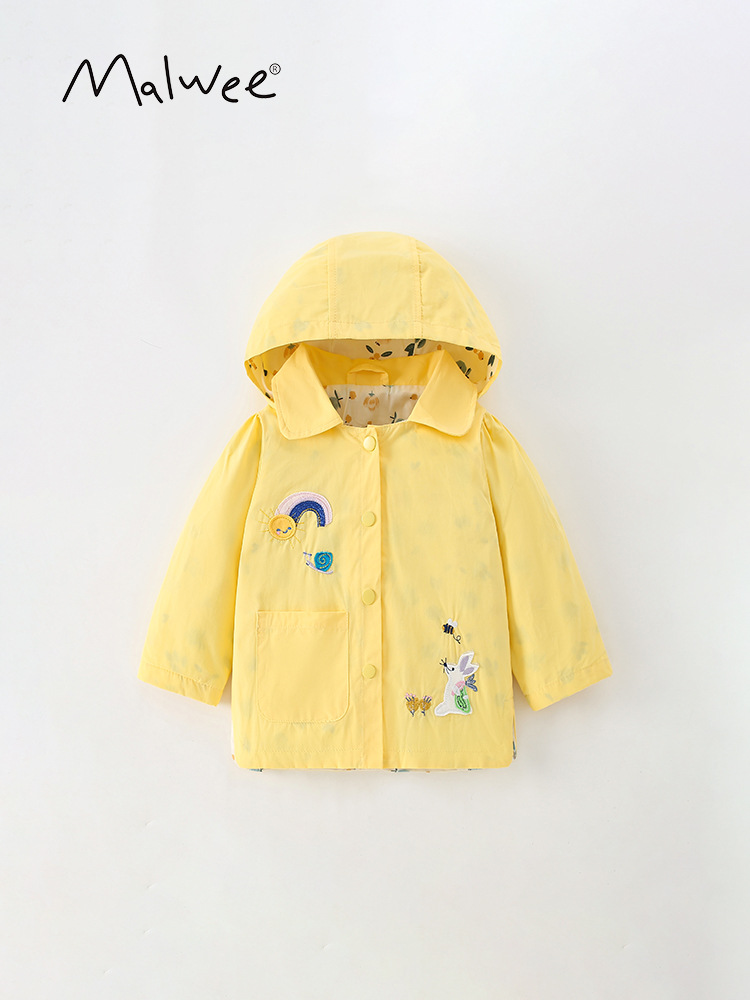 En stock malwee chaqueta para niños Primavera y otoño nuevos niños europeos y americanos con capucha casual Top estilo occidental Ropa para Niñas