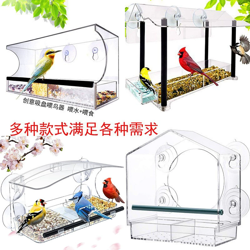 Открытый подвесной акриловый кормушка для птиц в клетке для птиц