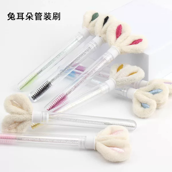 Wholesale Grafting Eyelash Tool Tube Pack Transparent Rabbit Ear Eyelash Brush Independent Packaging Multicolor Tube Pack Eyelash Comb