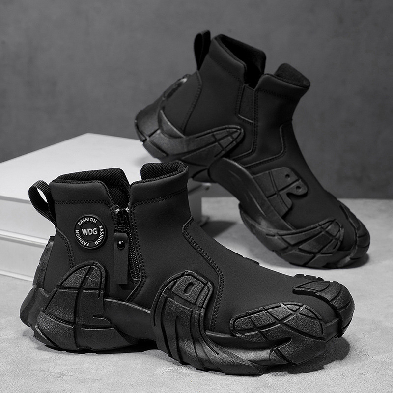 Cross-Border Shoes Cross-Border 2025 New High-Top Slip-On Mecha Shoes Autumn and Winter Outdoor Hiking Travel Sports Shoes Wholesale