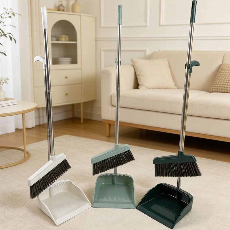 Broom and Dustpan Set, Cleaning Kit, Broom with Stainless Steel Handle, Available for Express Delivery, Complete Broom and Dustpan Set