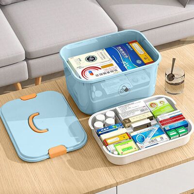 急救箱雙層醫藥箱家用桌面小藥箱加厚家庭裝宿舍裝藥品手提收納盒