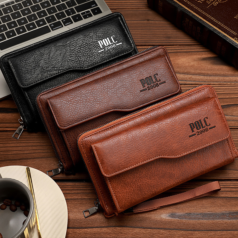 Men's Long wallet business cross-border clutch men's pu multi-card wallet large capacity portable mobile phone bag New