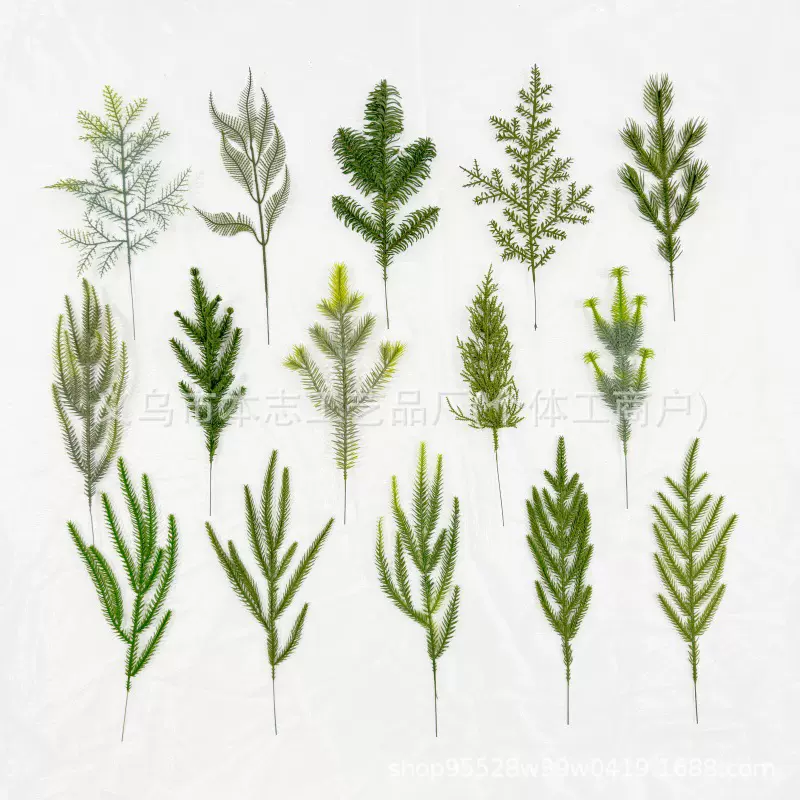 跨境装饰货源松针圣诞树仿真插花批发绿植塑料水草松针人造圣诞节