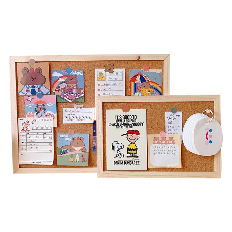 INS estilo tablero de corcho en línea celebridad tablero de mensajes colgando dormitorio de estudiantes simple marco de madera maciza Fondo foto pared versión creativa