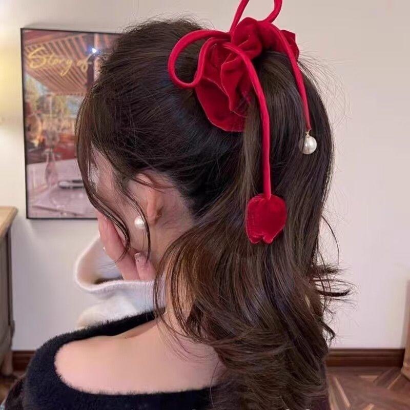 Cinta de tulipán francesa, lazo para el cabello de intestino grueso, sensación de alto nivel, temperamento elegante, cuerda para el cabello, cuerda para el cabello de alta elasticidad, accesorios para el cabello