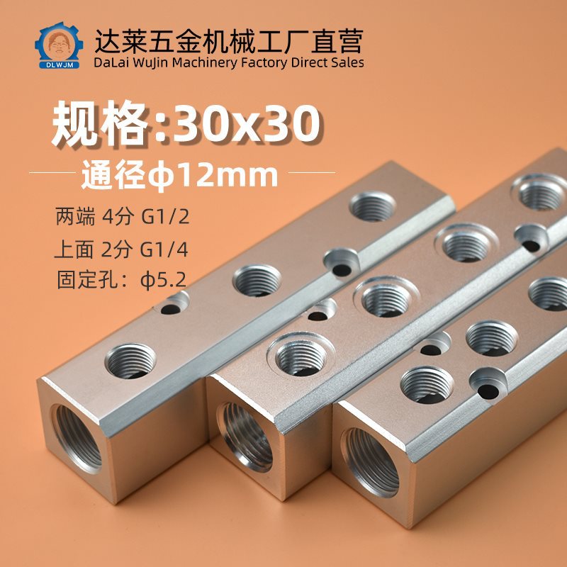 分气排 4分变2分30x30水排分流器油排气路分配器气源分配排分气块