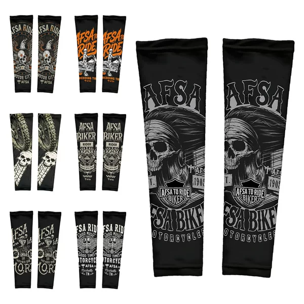 AFSA Men's Ice Silk Breathable Retro Motorcycle Sun Protection Arm Sleeves for Summer Fishing and Outdoor Cycling