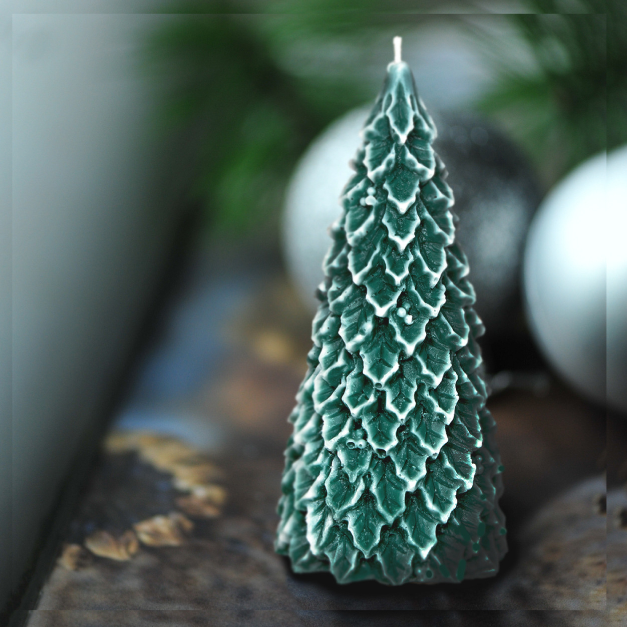 Vela aromática navideña hecha a mano, adorno verde para decoración del hogar, regalo de Año Nuevo, cera de palma, copo de nieve