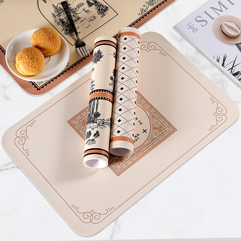 Estera de cuero de lujo ligero nórdico estera de placa antideslizante a prueba de aceite estera de mesa estera de aislamiento térmico estera de tazón antiquemaduras posavasos desechable