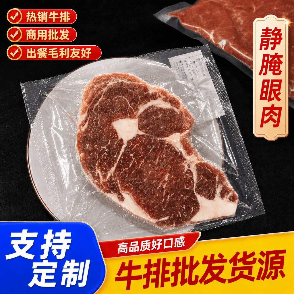 厂家直销商用冷冻半成品西餐厅地摊街头餐饮批发供应静腌眼肉牛排