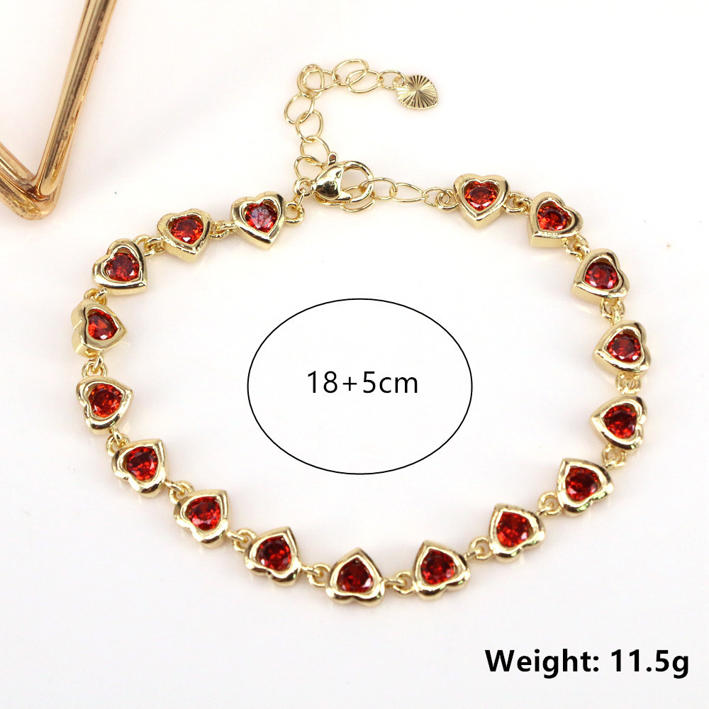 Fashion Heart Shape Copper Bracelets Gold Plated Zircon Copper Bracelets