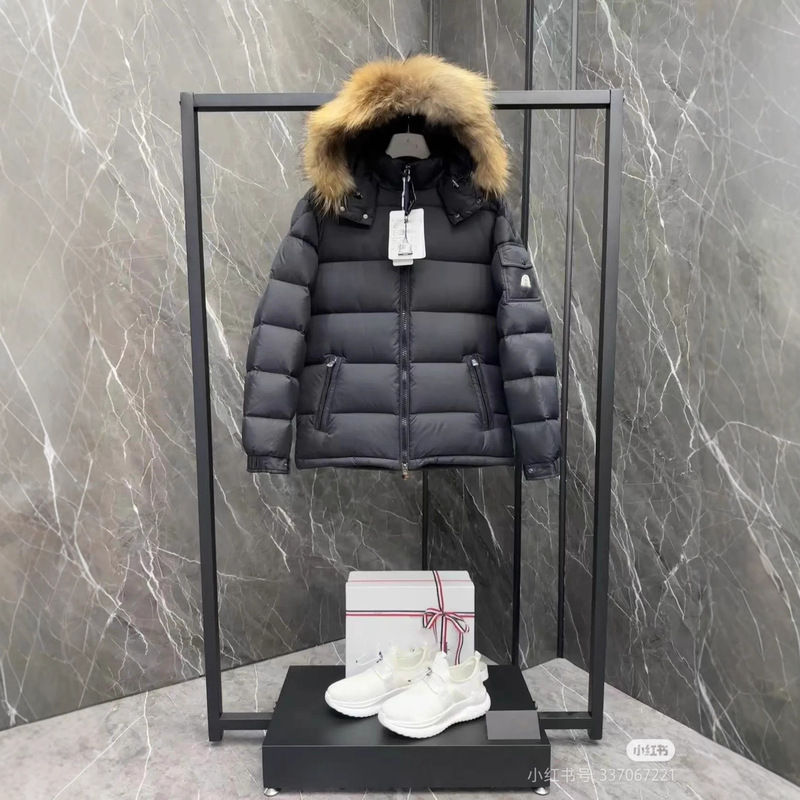 High-End Mengjia down Jacket m New Model Mengkou Maya Series Fur Collar Solid Color Hooded Warm Short Winter Style