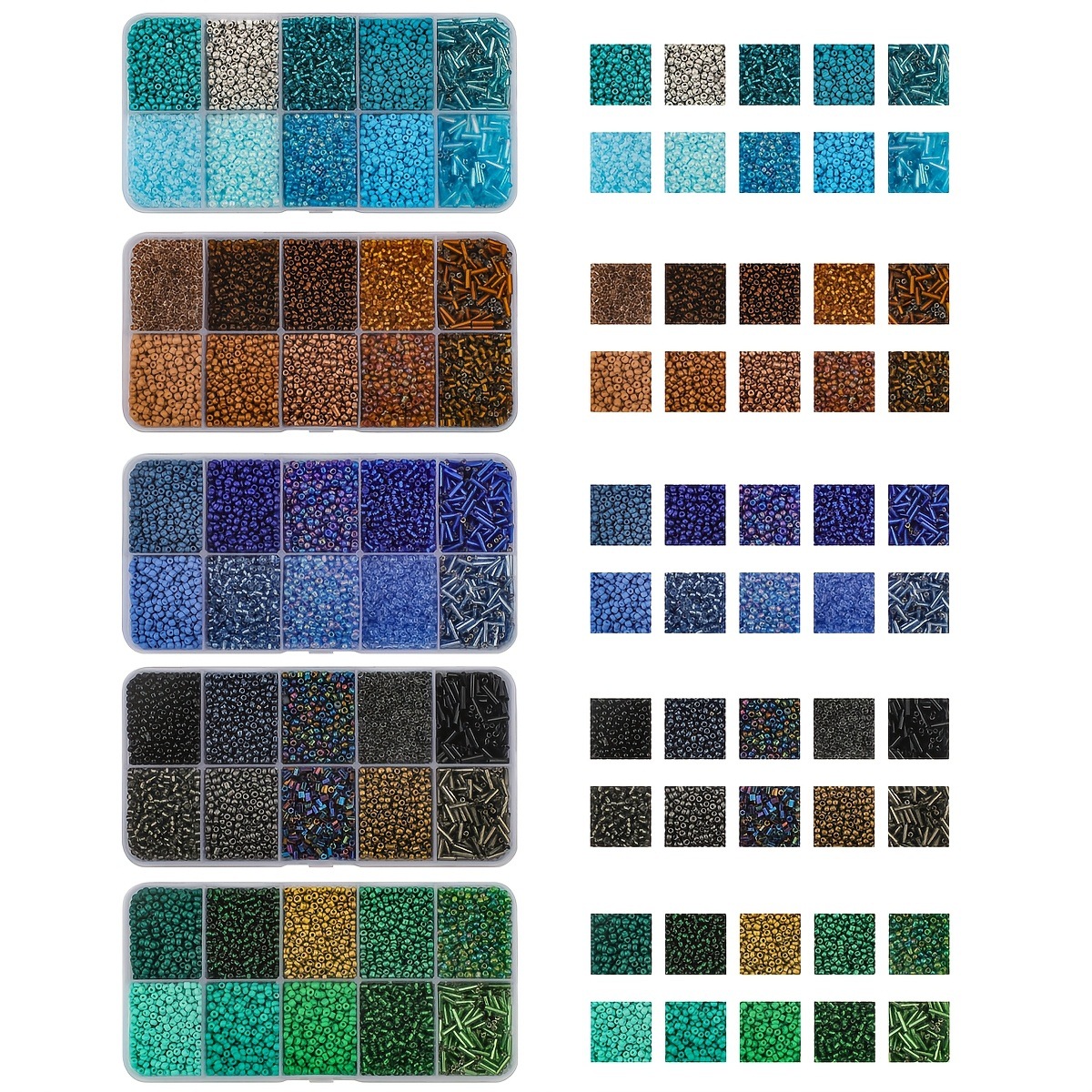 Cuentas de arroz 10 cuadrícula multicolor caja clásica de cuentas sueltas sequinilla pulsera pendientes DIY accesorios joyería al por mayor