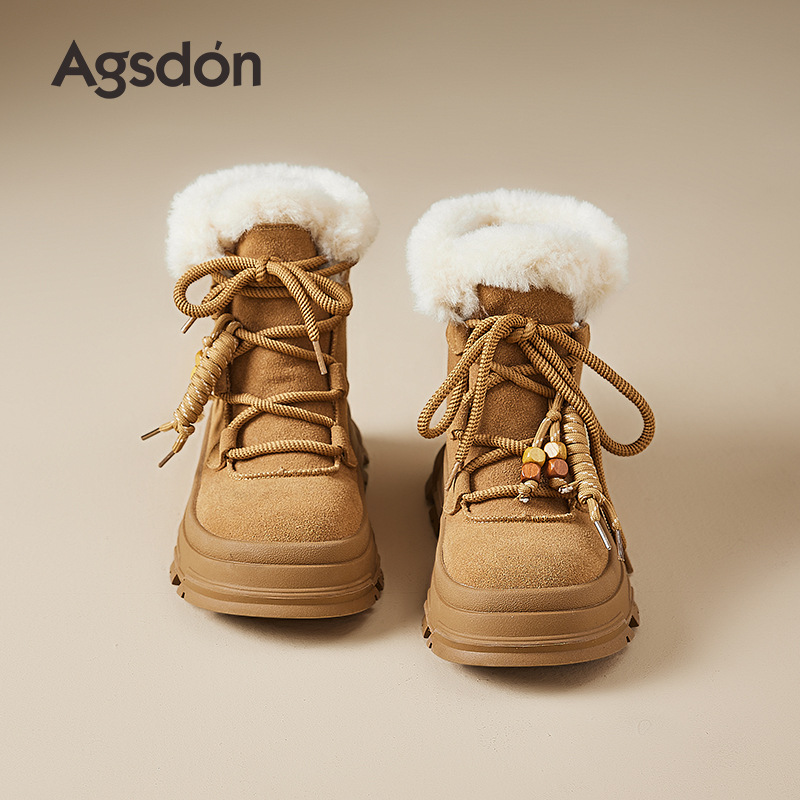 Botas de nieve de león antiguo para mujeres 2025 nuevas botas de invierno más gruesas botas cortas retrógradas con cuentas Merald Martin botas