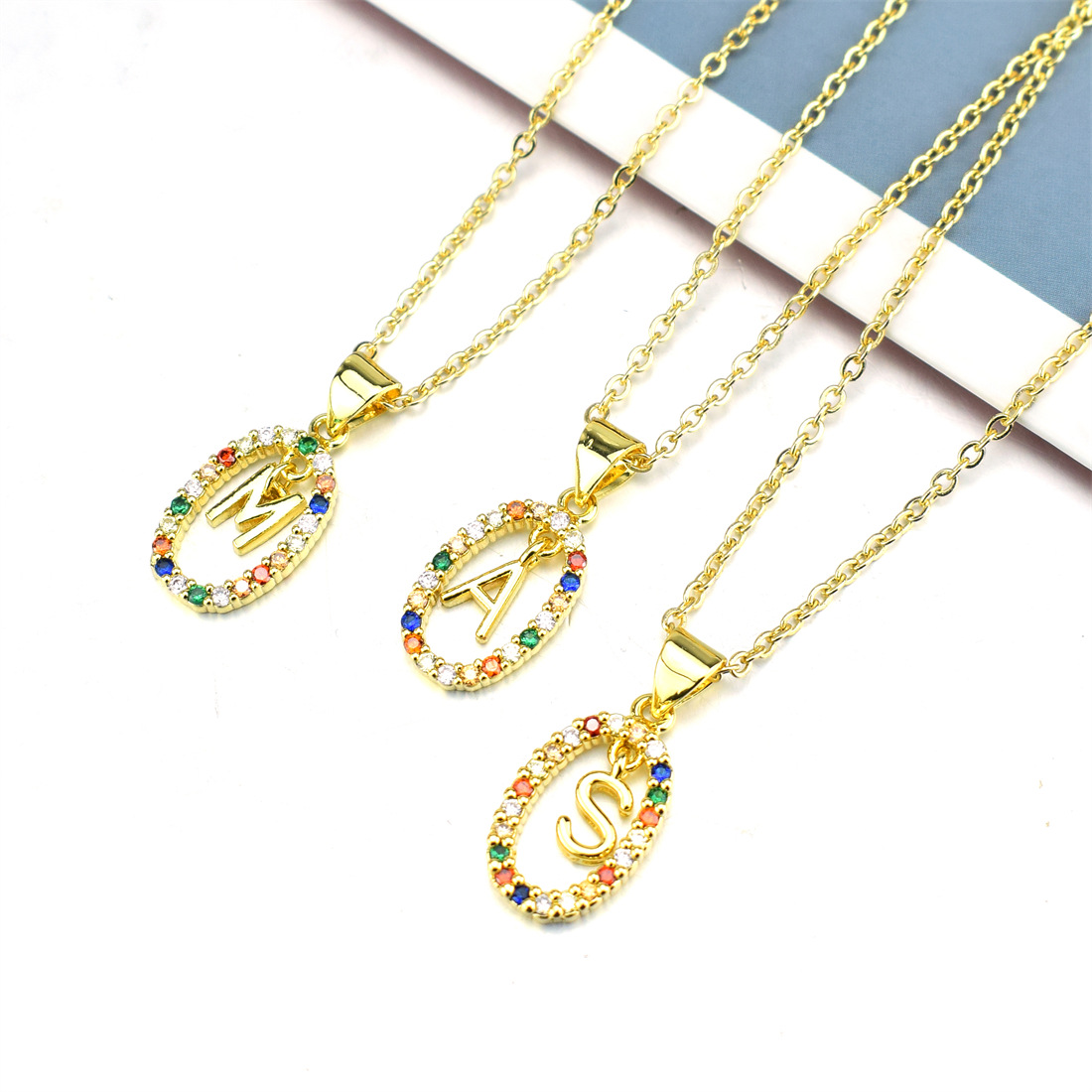 Style Simple Lettre Acier Inoxydable Placage Incruster Zircon Pendentif display picture 3