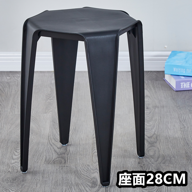 블랙 - 올 플라스틱 - 사각 스툴 - 시트 표면 28CM ⚑