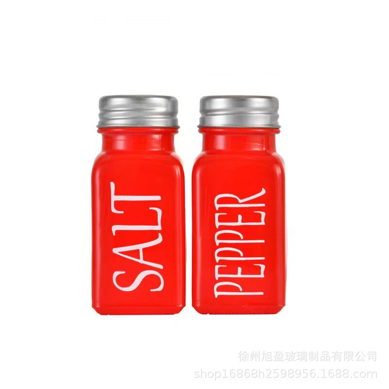 亚马逊专供黑白撒料瓶家用厨房胡椒孜然撒料瓶方形玻璃调料瓶跨境|undefined