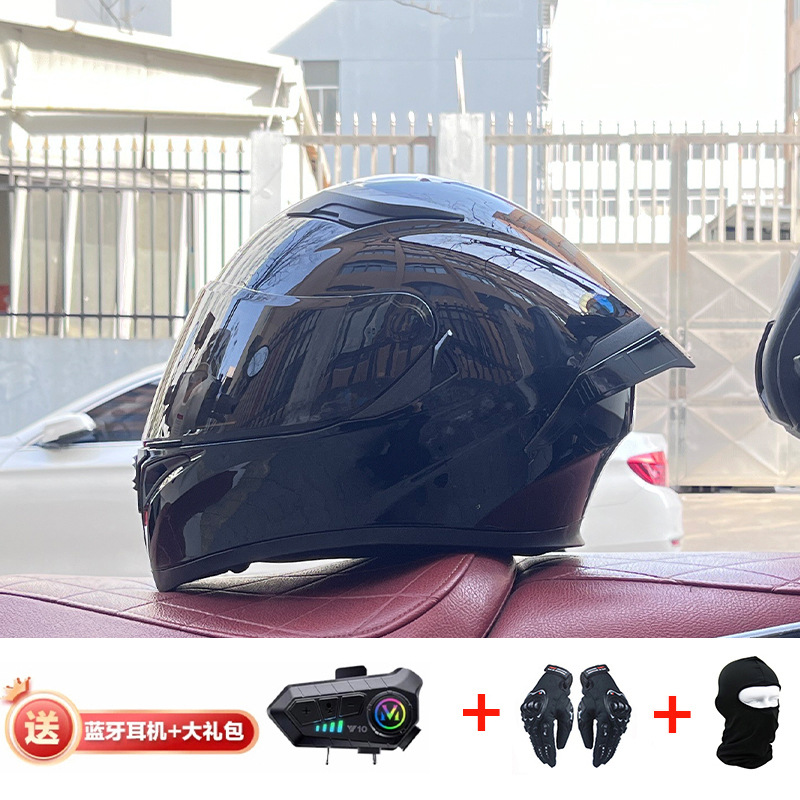 Casco de cola grande de motocicleta Jiekai Casco completo con auriculares Bluetooth Casco de conducción de motocicleta eléctrica de cuatro estaciones para hombre