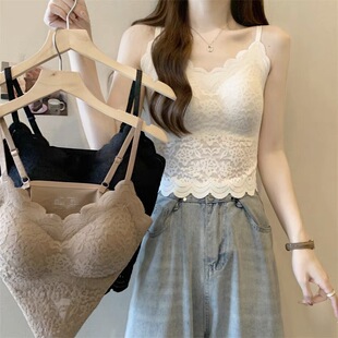 New Style Lace Sling Underwear Women's Belt Chest Pad Inner Beauty Back Tube Top Short Bottoming Vest Women's Sexy Trendy